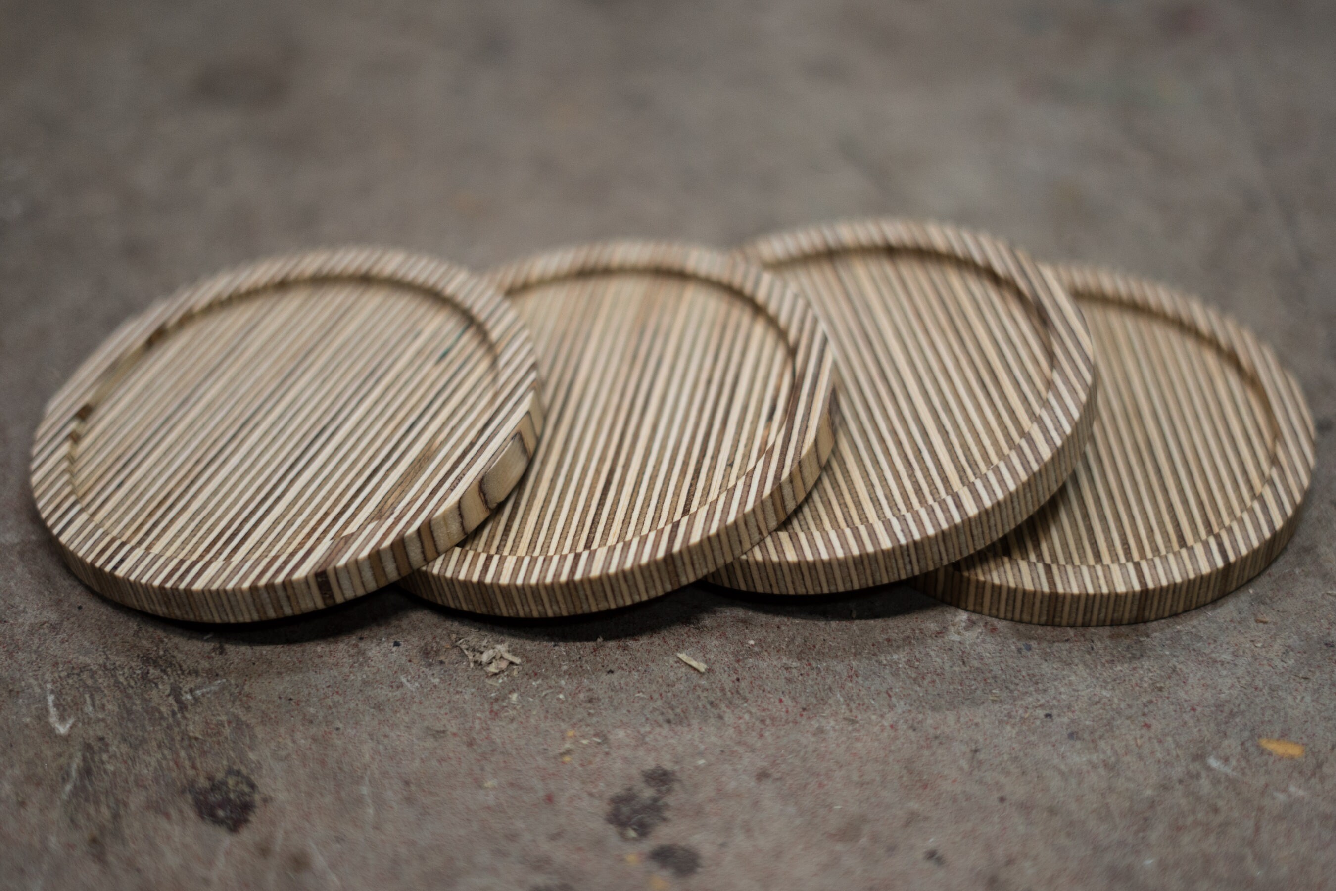 Recycled Plywood Edge Grain Coaster Set 4 Total Etsy