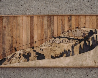jackson hole mountain on salvaged wood