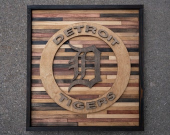 detroit tigers on reclaimed wood