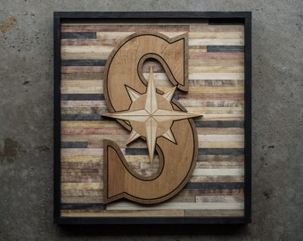 seattle mariners on reclaimed wood