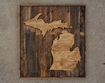 state of michigan on reclaimed wood
