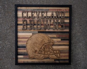 cleveland browns on reclaimed wood