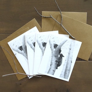 Ensemble de cartes de correspondance d'oursons noirs, carte d'art animalier, carte pour chasseur, carte pour enfants, cadeau pour personne en plein air, cadeau carte nature, carte d'art ours