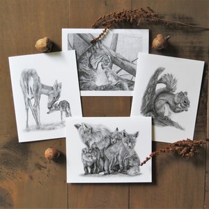 Waldtiere Hinweis-Karten-Set, Wildtier Kunstkarten, stationäre Karten für Kinder, Eichhörnchen Geschenk, Waldtierkarte, Tierkunst Wildtier-Kunstgeschenk
