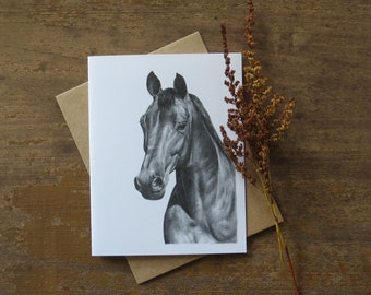 Paardennotitiekaart, kunstkaarten, paardenkunst, paardenkaarten, wenskaart, boerderijdierenkaart, kaart voor paardenliefhebber, kunstleraar cadeau, briefpapierkaart