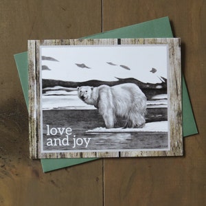 Polar Bear Holiday Note Card, wildlife note card, Christmas art card, Christmas animal card, card for kids, stationery gift nature, bear art