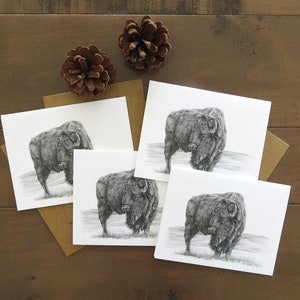 Bison Note Card Set, Wildtierkarte, Bisonkarte, Büffelkunst, Büffelkarte, stationäre Karte, Tierkarten, Kunstkarte, Tierkunst, Lehrergeschenk