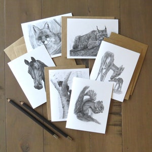 Ensemble de cartes de correspondance pour enfants, carte d'art animalier, cartes pour enfants, papeterie nature pour enfants, cadeau pour étudiant, carte d'animal de la forêt, invitation pour enfants