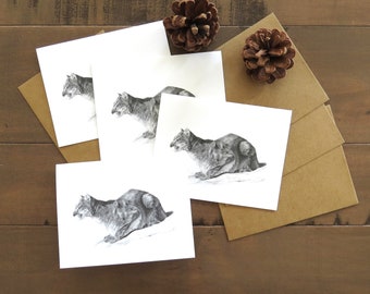 Ensemble de cartes de correspondance Mountain Lion, art de couguar, carte d'art animalier, cadeau carte nature, art de lion de montagne, décor de chat sauvage, carte de voeux pour amateur de plein air