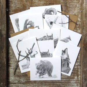 Juego de tarjetas con notas sobre la vida silvestre personalizadas, su elección de 8 tarjetas con notas, tarjeta de naturaleza, juego de tarjetas con animales, papelería sobre la vida silvestre, tarjeta con notas artísticas, tarjetas para niños