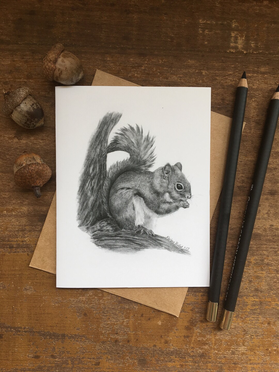 Squirrel Note Card, Wildlife Note Card, Woodland Forest Animal, Nature ...