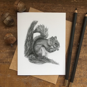 Biglietto di auguri con scoiattolo, biglietto di auguri con animali selvatici, animale della foresta, biglietto d'arte naturalistica, biglietto per bambini, arte con scoiattolo, biglietto con animale vuoto, biglietto con animale selvatico