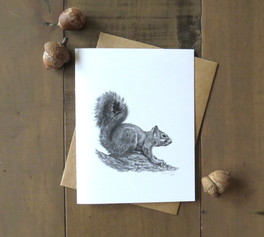 Fox Squirrel Note Card, Wildlife Note Card, Woodland Forest Animal ...