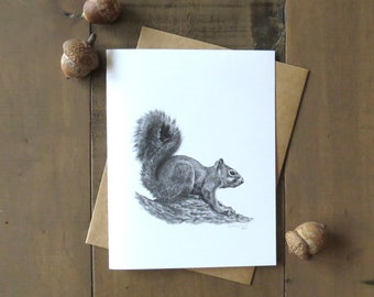 Tarjeta de notas con forma de ardilla y zorro, tarjeta de notas sobre vida silvestre, animal del bosque, tarjeta de arte natural para niños, tarjeta de arte con forma de ardilla, regalo de papelería para escritores