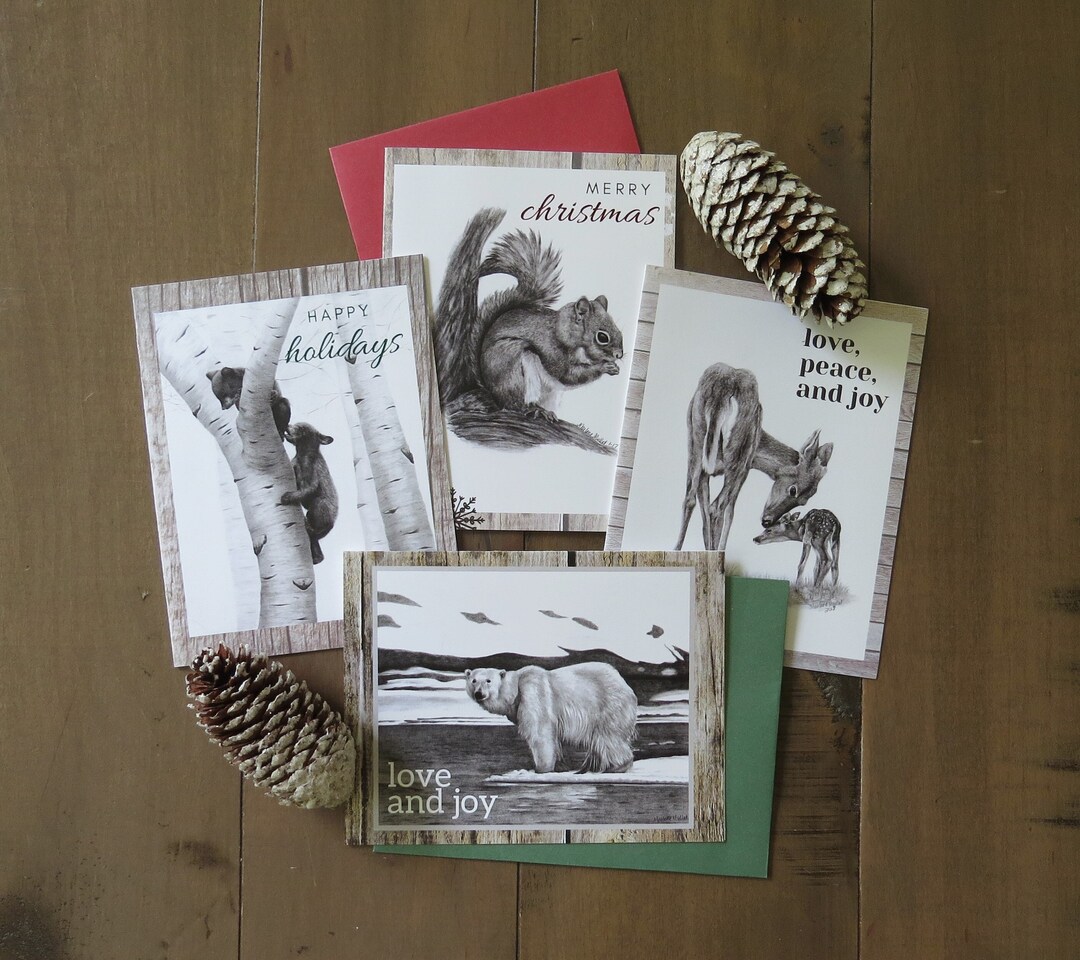 Wildlife Holiday Cards, Wildlife Christmas Card, Wildlife Art Card