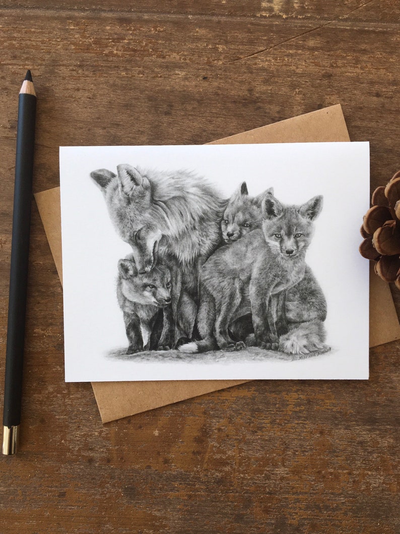 Woodland Animals Note Card Set, wildlife art cards, kids stationary cards, squirrel gift, woodland animal card, animal art wildlife art gift image 9