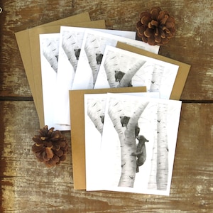 Ensemble de cartes de correspondance d'oursons noirs, carte d'art animalier, carte pour chasseur, carte pour enfants, cadeau pour personne en plein air, cadeau carte nature, carte d'art ours