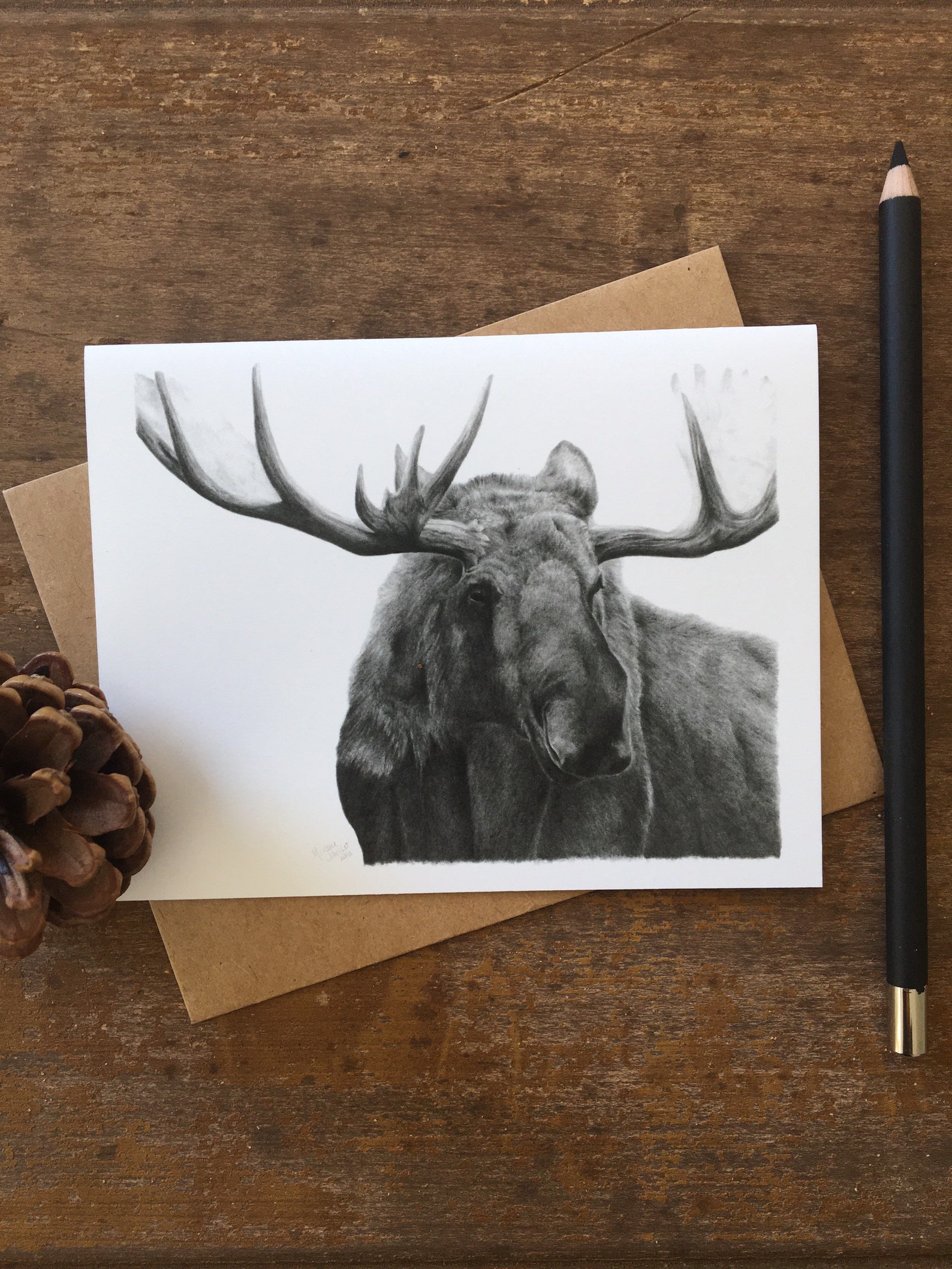 Moose Note Card Wildlife Art Cards Nature Cards Moose Etsy