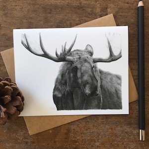 Moose Note Card Set, Wildtierkarten, Naturkarten, Elchkunstkarten, Jagdkunst, Tierkarten, Karte für Jäger, Karte für ihn, Elchgeschenk