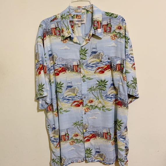Campia Moda Hawaiian Aloha Shirt Palm Trees Lobste