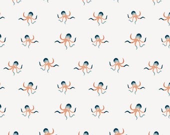 Octopus Drawer Liner -  Luxe Canvas Texture-Nursery- Cabinet-Peel and Stick - Shelf Liner - Contact Paper - Seamless Pattern- High Quality