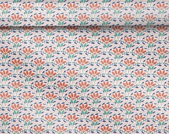 Coastal Posies Drawer Liner -  Luxe Canvas Texture-Cabinet-Peel and Stick - Shelf Liner - Contact Paper - Seamless Pattern