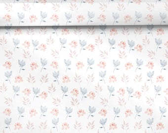 Flower Watercolor Drawer Liner - Luxe Canvas Texture-Cabinet-Peel and Stick - Shelf Liner - Contact Paper - Seamless Pattern
