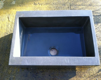 Concrete Kitchen Farm / Apron Sink w/ Natural Gloss Finish SUPER STRENGTH Mix w/Reinforcement! 33" wide. 23.5" depth. 9" basin.