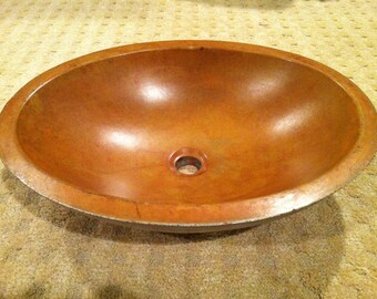 Concrete Oval Vessel Bathroom Sink 15" x 21" Depth of 6" Rust Color Stain w/ Natural Gloss Finish SUPER STRENGTH MIX w/Reinforcement! Vanity