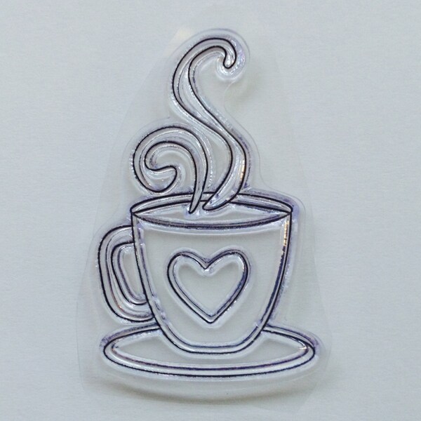 Nuevos de caucho sellado y hecho a mano tarjetas de 1 taza de café caliente sello acrílico transparente