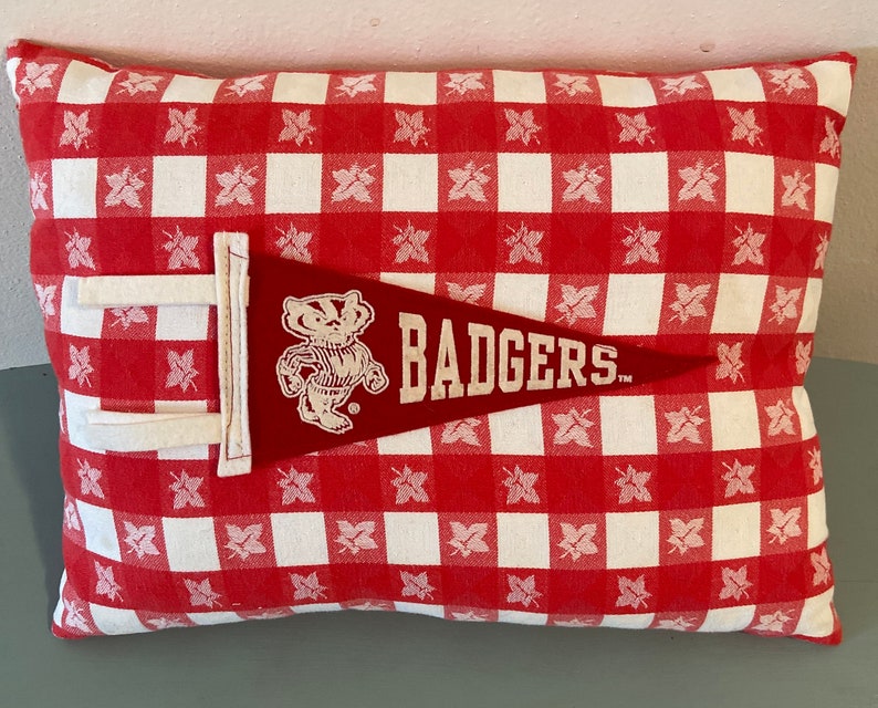 Wisconsin pennant pillow red and white