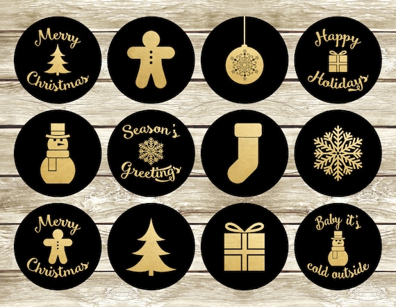 black and gold christmas gift tags
