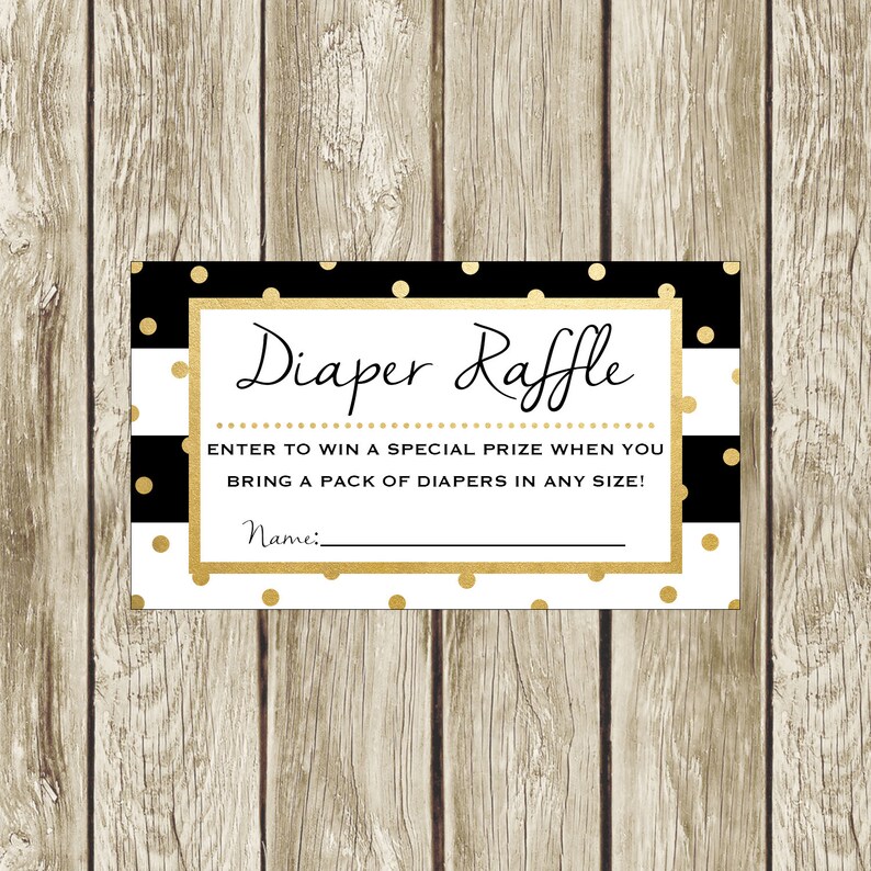 Printable Diaper Raffle Tickets Black White and Gold Baby Etsy