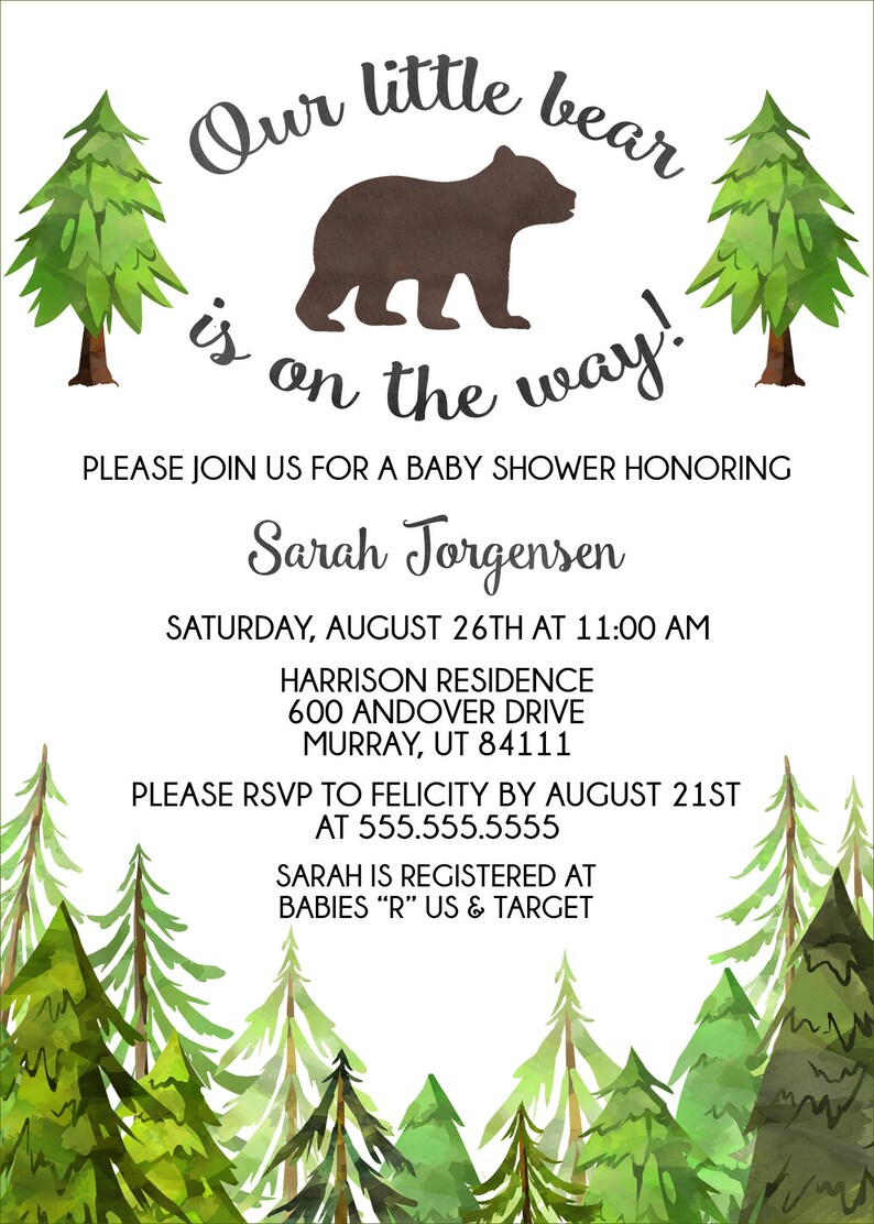 Little Bear Baby Shower Invitation Printable Baby Shower Etsy