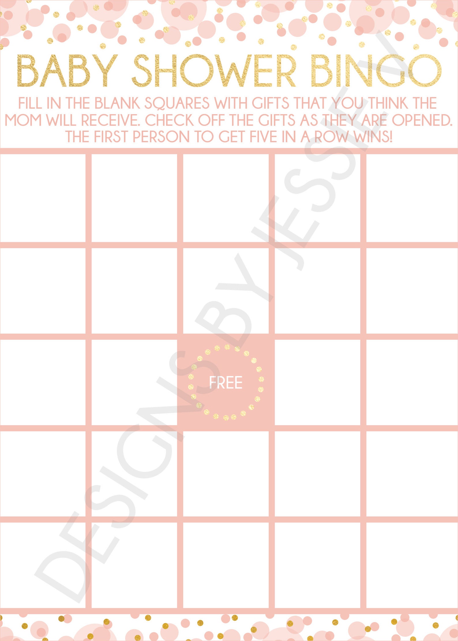 Baby Shower Bingo Printable Baby Shower Game Instant | Etsy