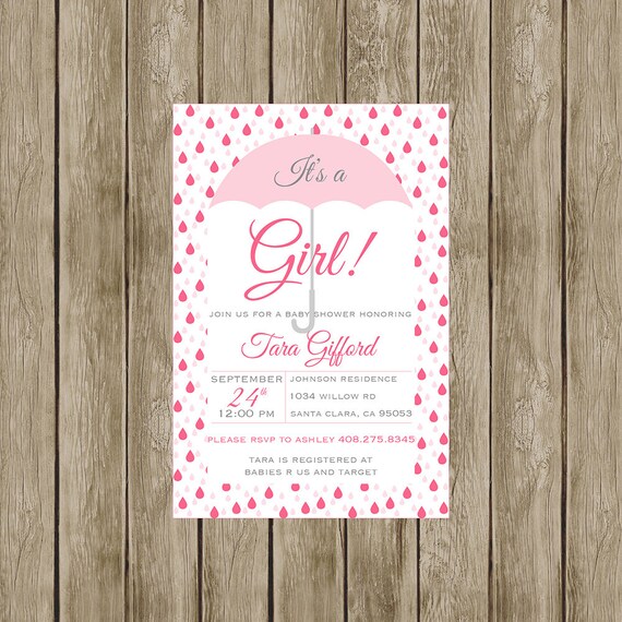 It S A Girl Baby Shower Invitation Pink And Grey Baby Etsy