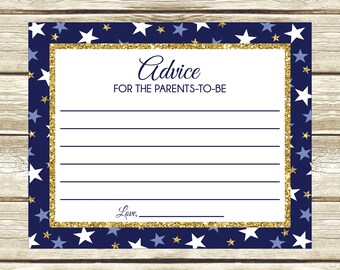 Twinkle Twinkle Little Star, Printable Advice Cards, Navy and Gold Advice Cards, Baby Shower Advice Cards, Advice for Parents, 020