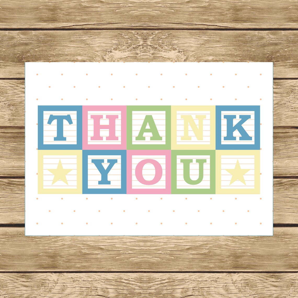 Baby Blocks Thank You Card Printable Thank You Card Baby Etsy