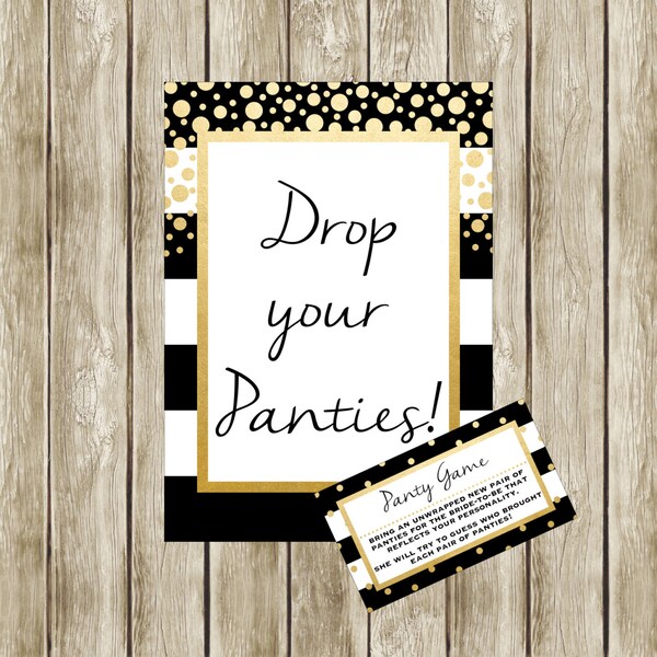 Panty Game, Black White and Gold, Bridal Shower Game, Printable Panty Game, Instant Download, Bridal Shower Games, 003