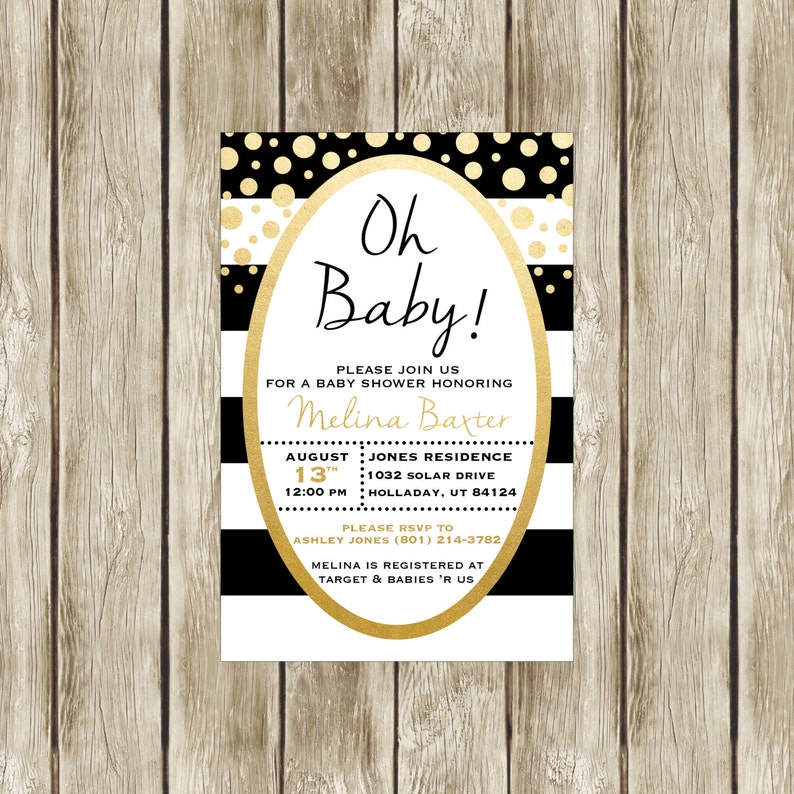 Oh Baby Baby Shower Invitation Baby Shower Invite Black Etsy UK