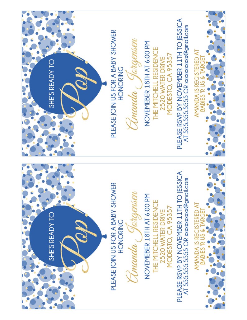 She's About to Pop Printable Baby Shower Invitation Blue - Etsy