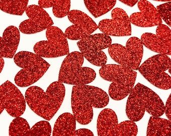 Red Glitter Hearts Confetti, Valentine's Day Confetti, Valentine's Confetti, 031