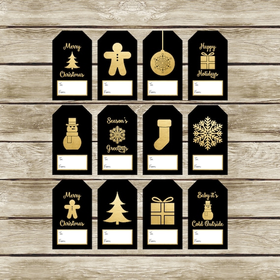CHRISTMAS GIFT TAGS BLACK W/GOLD CHRISTMAS GIFT TAGS BLACK W/GOLD