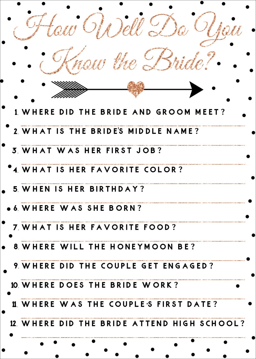How Well Do You Know the Bride Bridal Shower Game Printable | Etsy