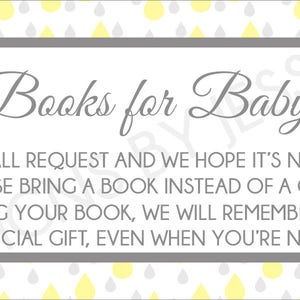 Books for Baby, Printable Baby Shower Insert, Gender Neutral Baby ...