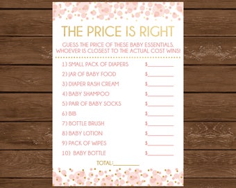 The Price is Right, Printable Baby Shower Game, Pink and Gold Baby Shower, Instant Download, Ready to Pop, She's About to Pop, 017