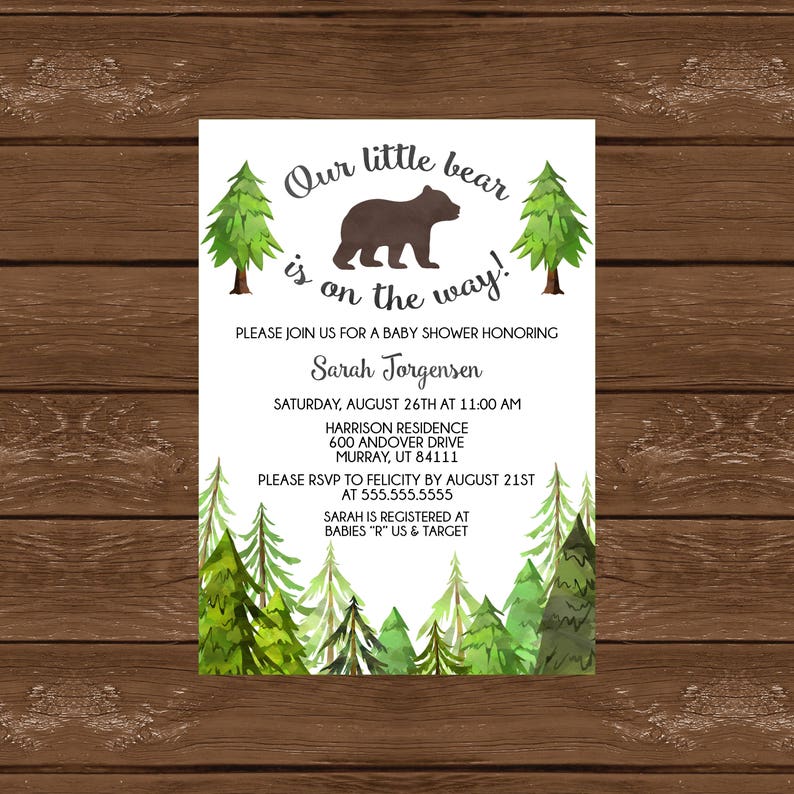 Little Bear Baby Shower Invitation Printable Baby Shower Etsy