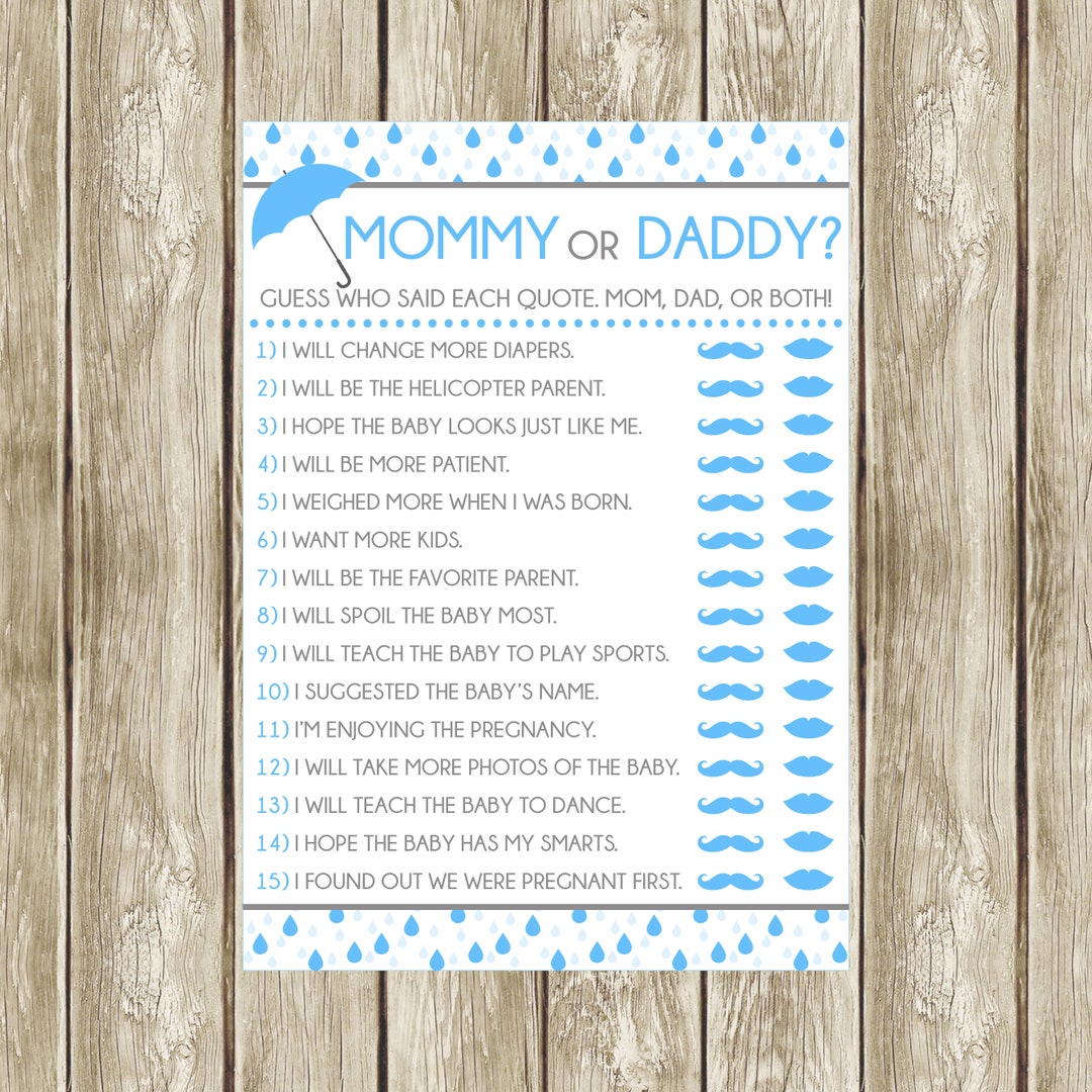 Mommy or Daddy?, Printable Baby Shower Game, Guess Who Game, Instant ...