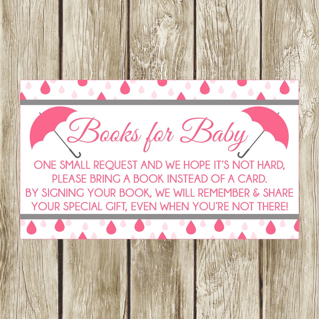 Books for Baby, Printable Baby Shower Insert, Instant Download, Pink ...