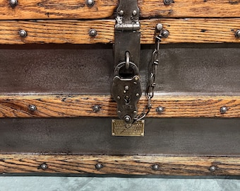 Vanderman Antique Tool Chest,Coffee Table, unique storage, Railroad Trunk, Strong Box, Pirate Chest, industrial trunk, with lock and key